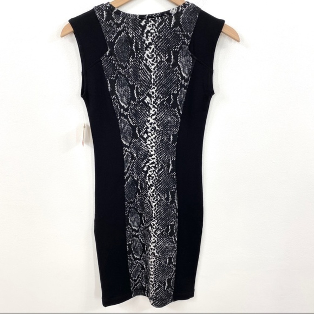 Rachel Roy Black Snake Print Stretch Bodycon Dress
